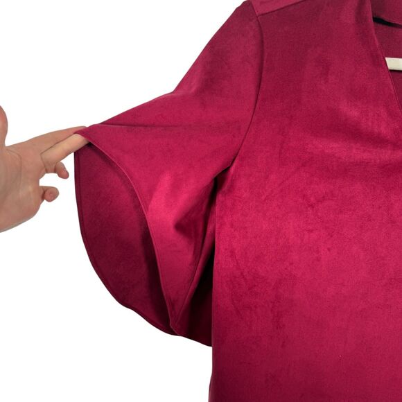 Anna Cate Nina Suede Blouse Beet Red V-Neck Party Office Boho NWT Womens XS - Picture 3 of 8
